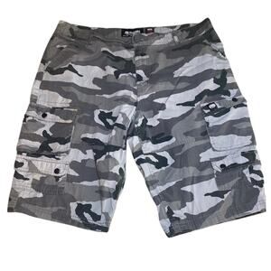Vintage Ecko Unltd Mens Gray Camo Cargo baggy Wide legs shorts Y2k size 32